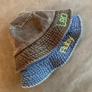 juju + stitch Personalized Custom Embroidered Accessories Adult O/S / Dark Denim Bucket Hat