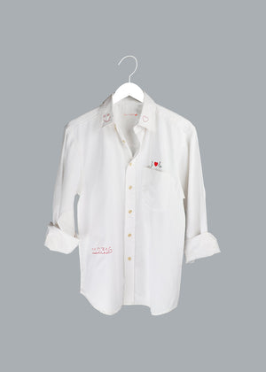 juju + stitch Personalized Custom Embroidered Adult XS / White Adult Oversized Button Down Bridal