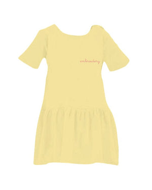 juju + stitch Personalized Custom Embroidered Dress 2T / Baby Yellow Little Kids Cotton Dress
