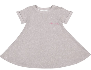 juju + stitch Personalized Custom Embroidered Dress S (6-8) / Tri-Gray Big Kids French Terry Dress