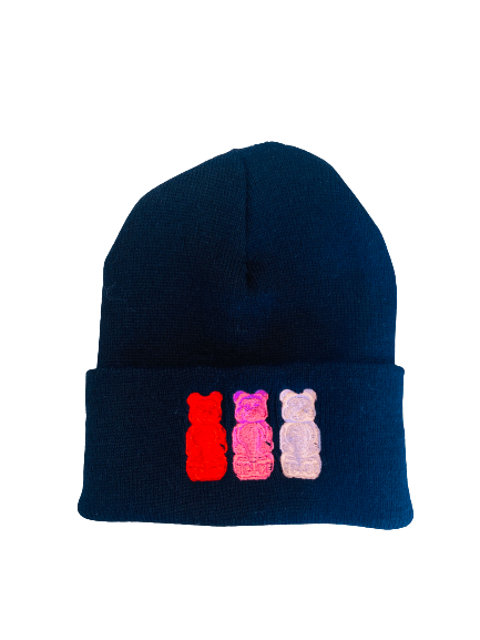 juju + stitch Personalized Custom Embroidered Icons Heather Charcoal / No Icon (Text Only) Beanie Hat