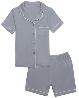 juju + stitch Personalized Custom Embroidered Pajamas Kids 5/6 / Stone New! Kids Shortsleeve Pajama Set