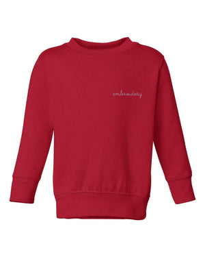 Little Kids Classic Crewneck Sweatshirt juju + stitch 2T / Red custom personalized script embroidered kids crewneck fleece sweatshirt