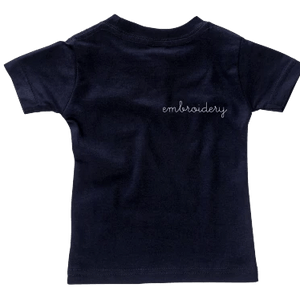 Little Kids Solid Shortsleeve T-shirt juju + stitch 7 / Navy custom personalized script embroidered kids t-shirt