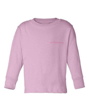 juju + stitch Personalized Custom Embroidered T-shirt 2T / Pink Little Kids Solid Longsleeve T-shirt