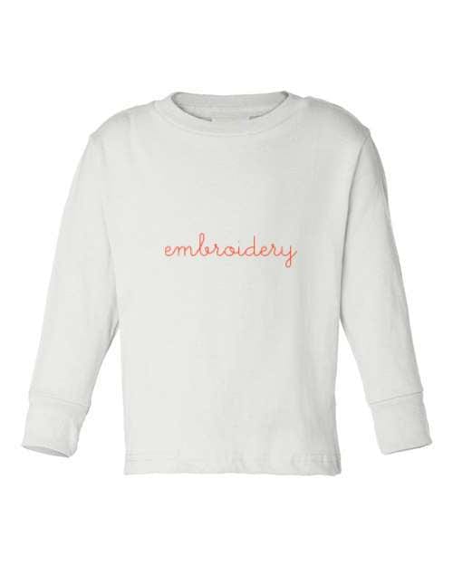 juju + stitch Personalized Custom Embroidered T-shirt 2T / White Little Kids Solid Longsleeve T-shirt