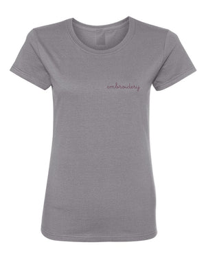 Ladies' Solid Shortsleeve T-Shirt (Semi-Fitted) juju + stitch Adult S / Heather Gray custom personalized script embroidered ladies' t-shirt