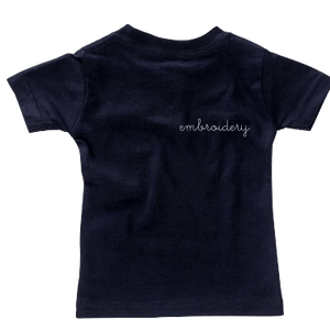 Big Kids Solid Shortsleeve T-shirt juju + stitch Youth S / Navy custom personalized script embroidered kids t-shirt