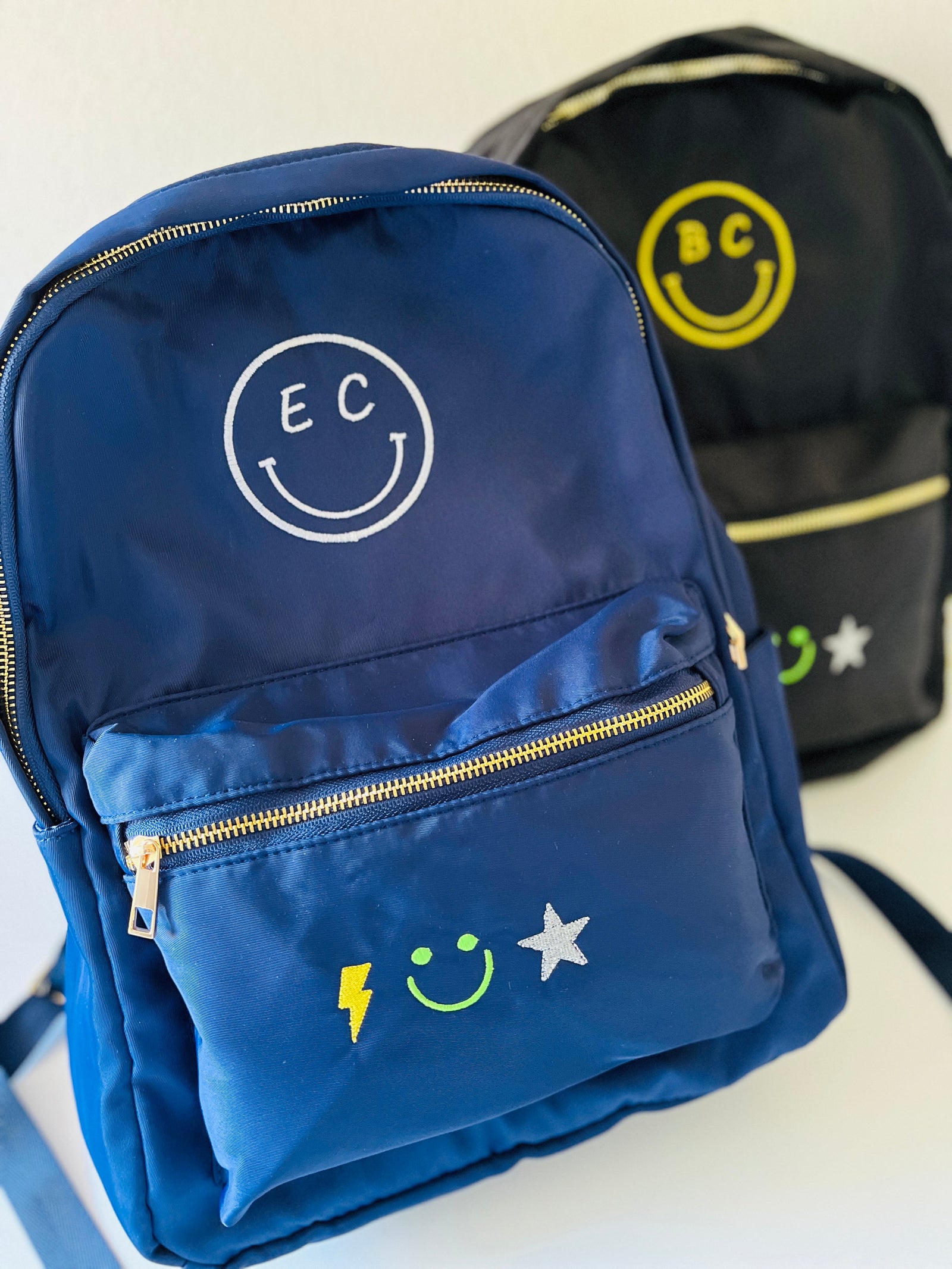 Custom embroidered boys school backpack with initials