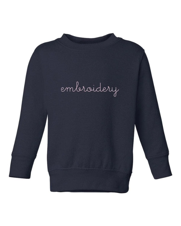 Personalized Baby Classic Crewneck Sweatshirt in navy with custom embroidery on front