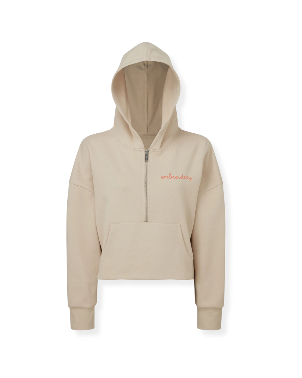 Ladies’ Cropped Half Zip Hoodie – Personalized & Custom Embroidered with Name