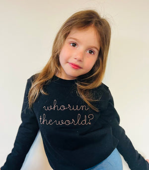 "who run the world?" Baby + Little Kid Crewneck Sweatshirt