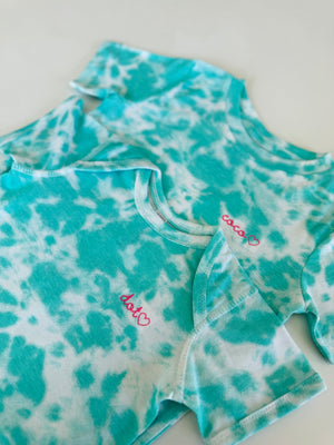 Teal Tie Dye T-Shirt & matching baby onesie