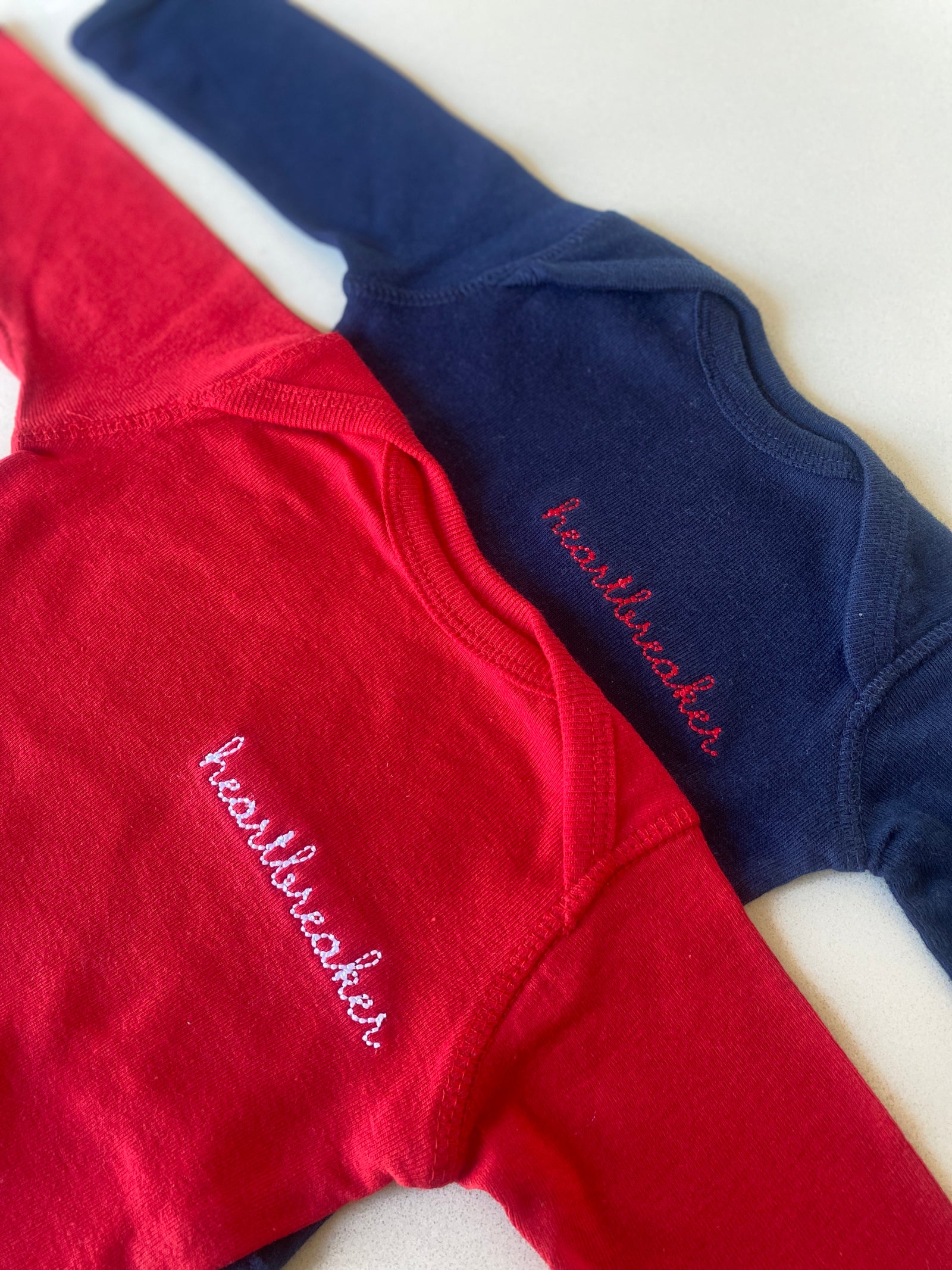 Valentine’s Day baby outfit – embroidered heartbreaker onesie