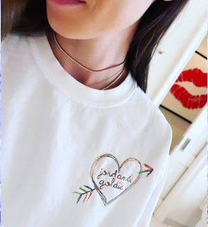 Open Heart Bow + Arrow Adult Supersoft Crewneck Sweatshirt - Personalized