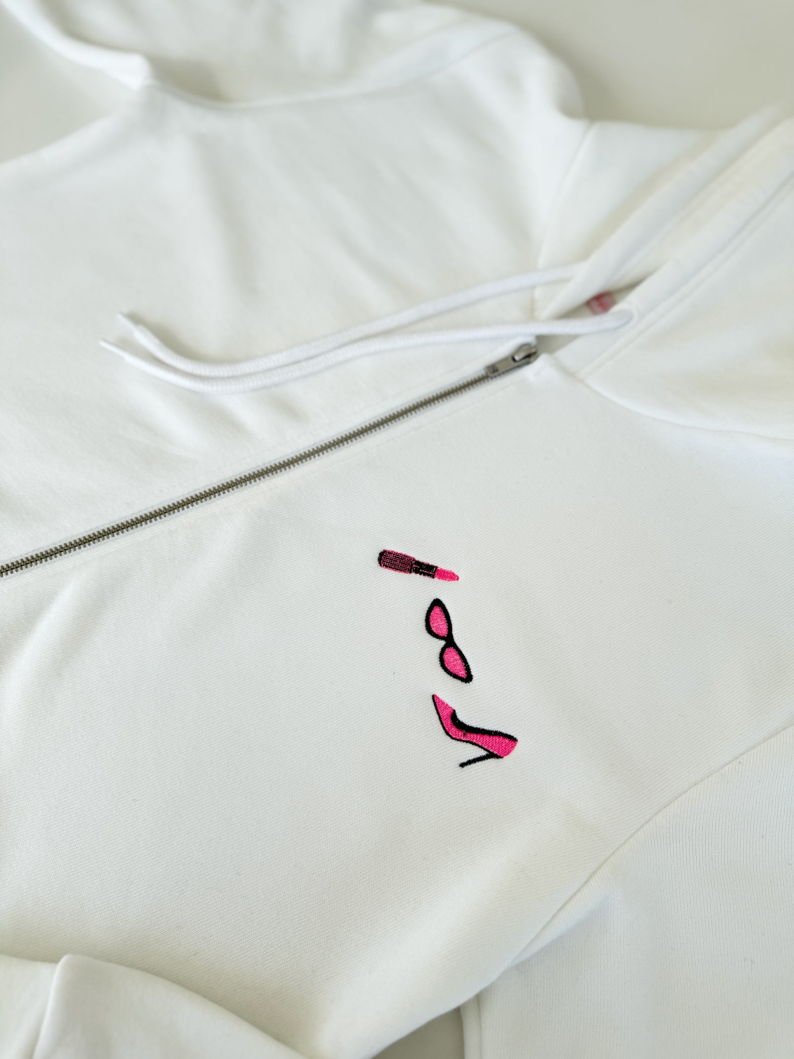 Barbie Accessories White Zip-Up Hoodie - Pre-Embroidered