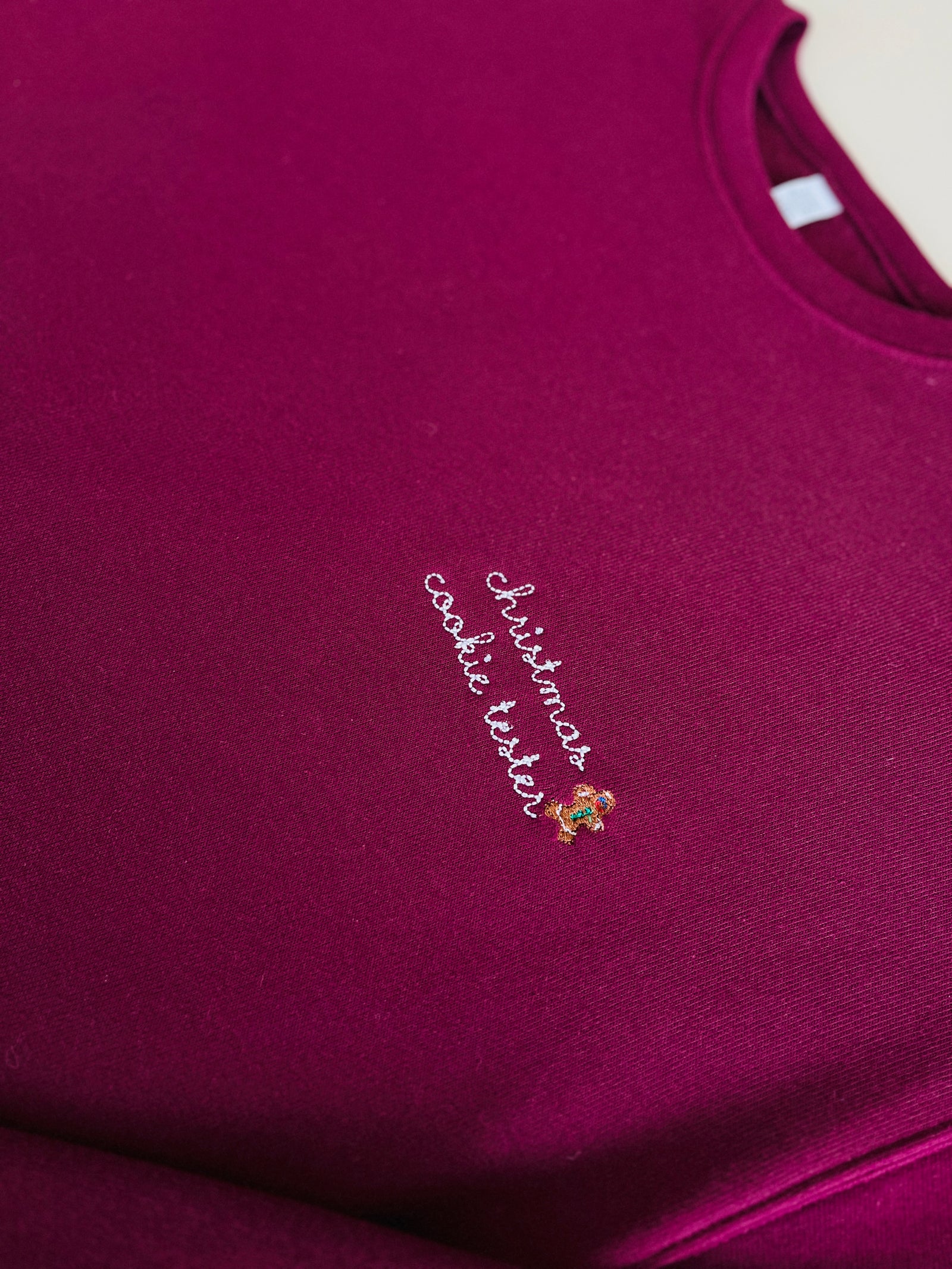 maroon christmas cookie sweater