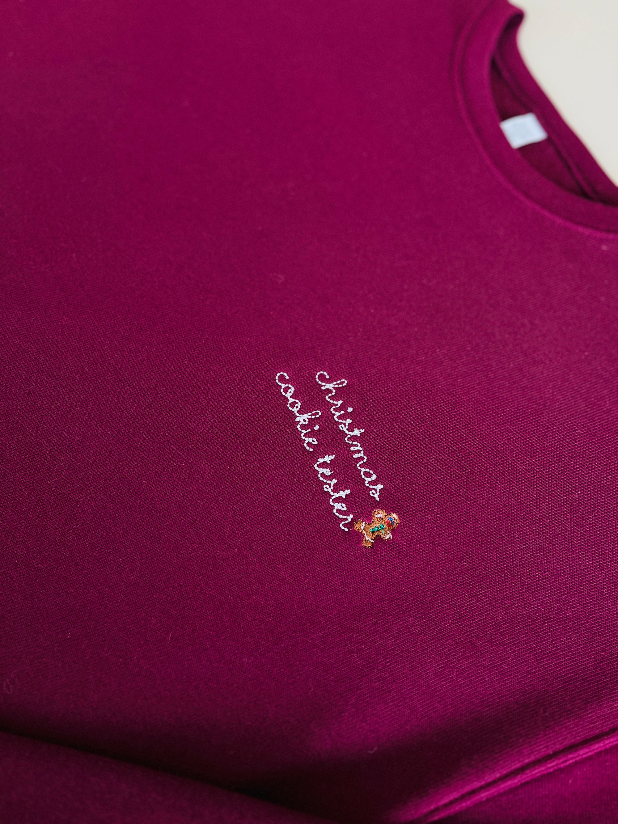 maroon christmas cookie sweater