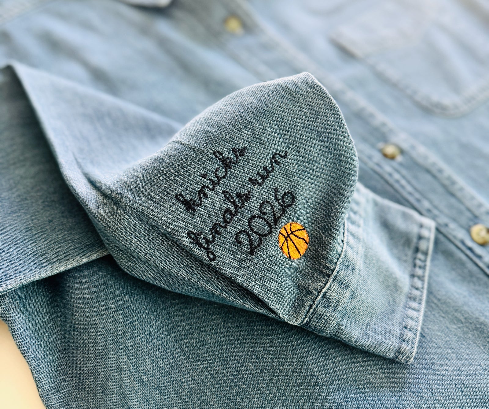knicks 2026 finals run denim button down