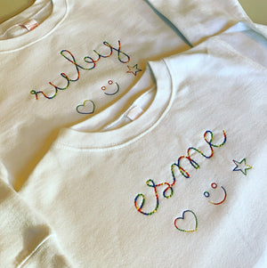 juju + stitch Personalized Custom Embroidered Sweatshirts & Hoodies 6/12 Months / White Baby Classic Crewneck Fleece Sweatshirt