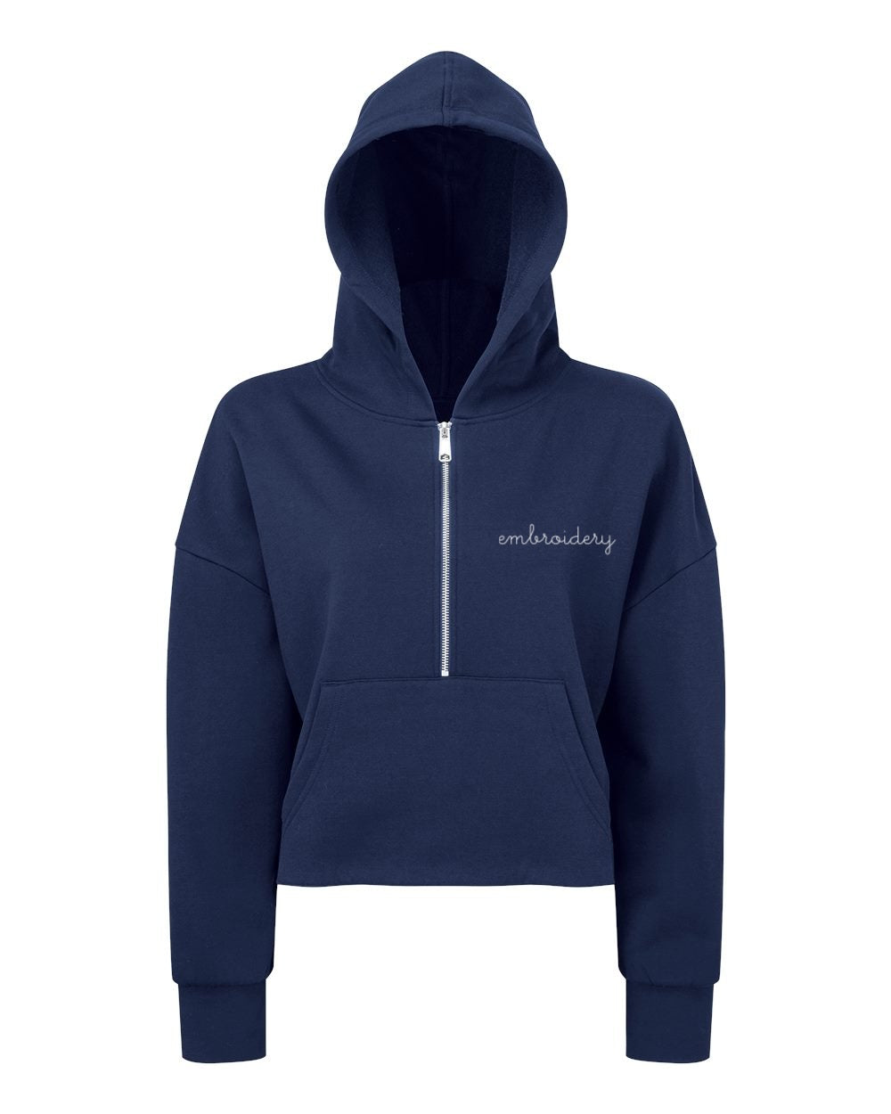 Ladies' Cropped Half Zip Hoodie - Custom Embroidered