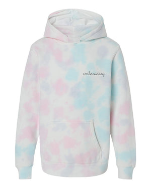 Kids Tie-Dye Pullover Hooded Sweatshirt - Custom Embroidered