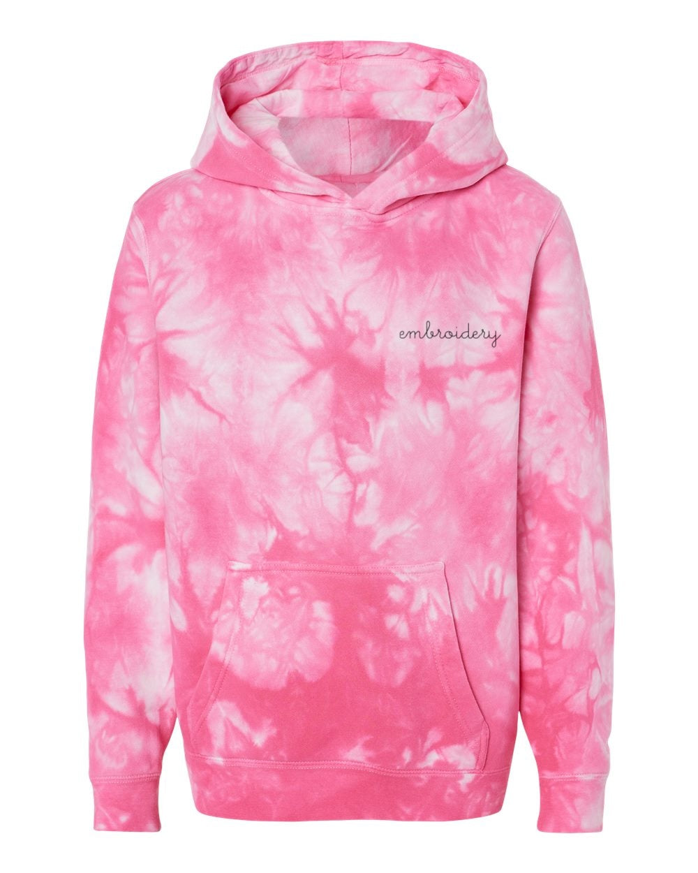 Kids Tie-Dye Pullover Hooded Sweatshirt - Custom Embroidered