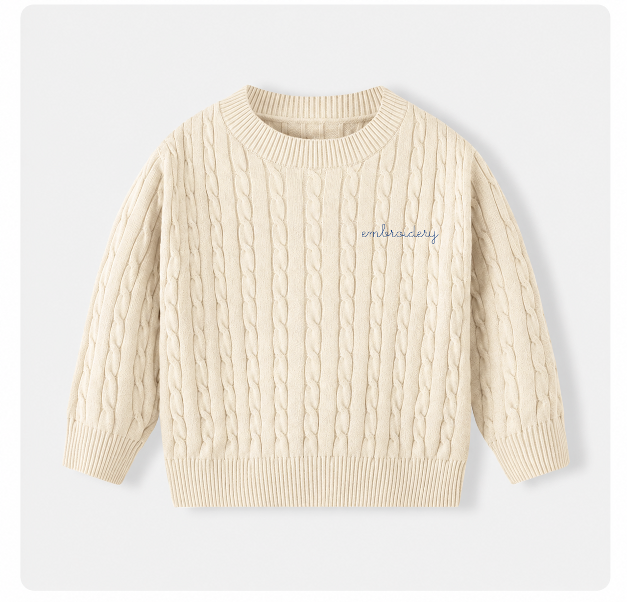 Little Kids Cable Knit Sweater - Custom Embroidered