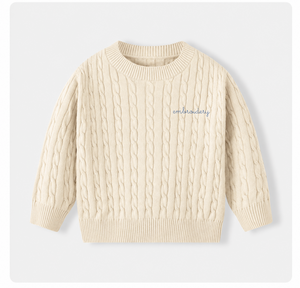 Little Kids Cable Knit Sweater - Custom Embroidered