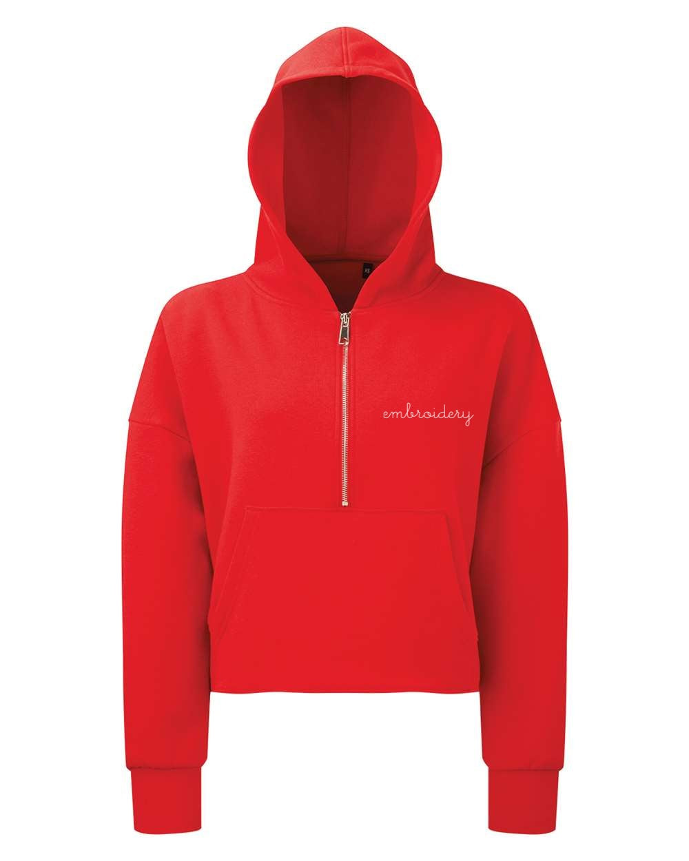 Ladies' Cropped Half Zip Hoodie - Custom Embroidered