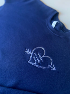 Open Heart Bow + Arrow Adult Supersoft Crewneck Sweatshirt (Personalized)