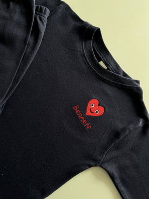 Boys Valentine's Day Smiley Heart Pajamas - Navy Blue - Personalized