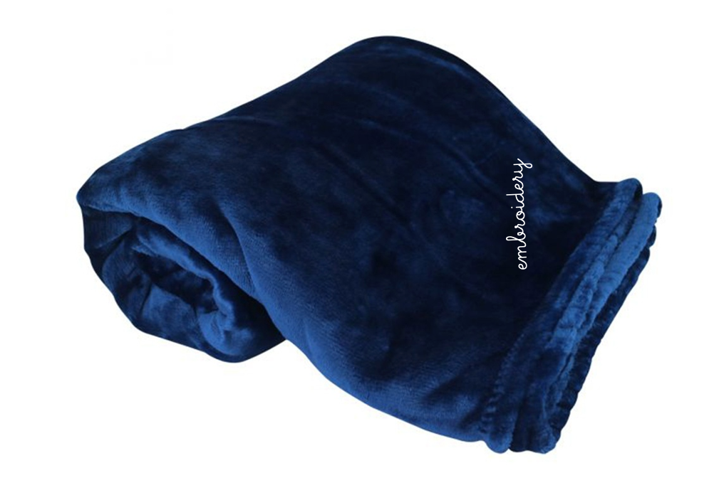 Personalized plush fleece blanket with custom embroidery