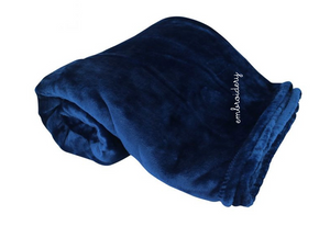 Soft faux mink fleece blanket with personalized embroidery
