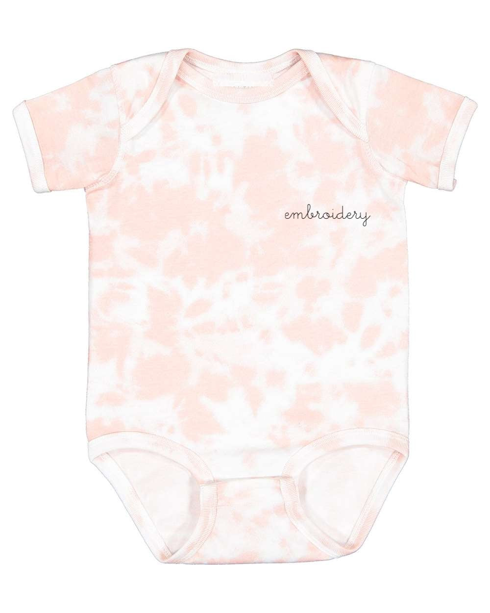 Personalized tie dye baby onesie with embroidered name