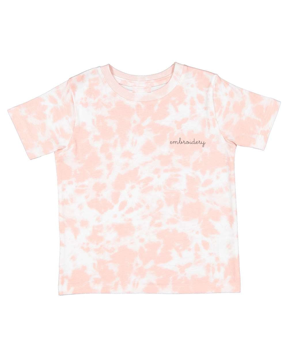 Custom embroidered cotton tie-dye tee for kids pink