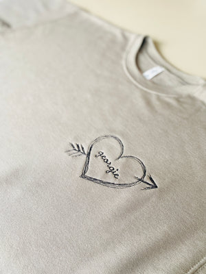 Open Heart Bow + Arrow Adult Supersoft Crewneck Sweatshirt (Personalized)