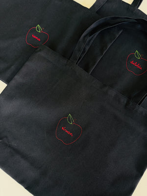 Apple Canvas Tote Bag - Personalized