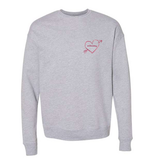 Personalized sweatshirt with heart and arrow embroidery
