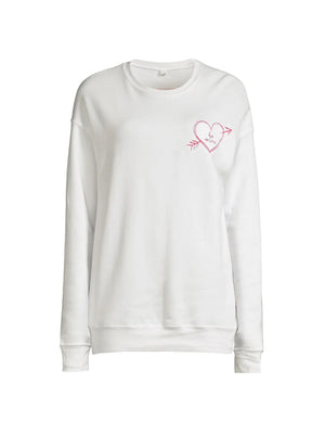 Open Heart Bow + Arrow crewneck – personalized custom embroidery