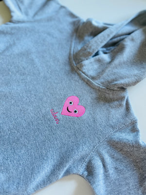 Custom embroidered hoodie for children with heart icon