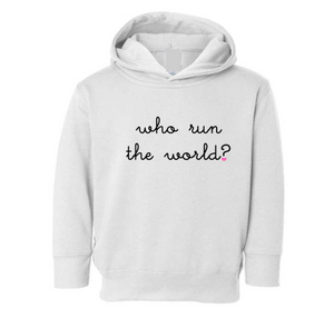 "who run the world?" Baby + Little Kid Pullover Hoodie