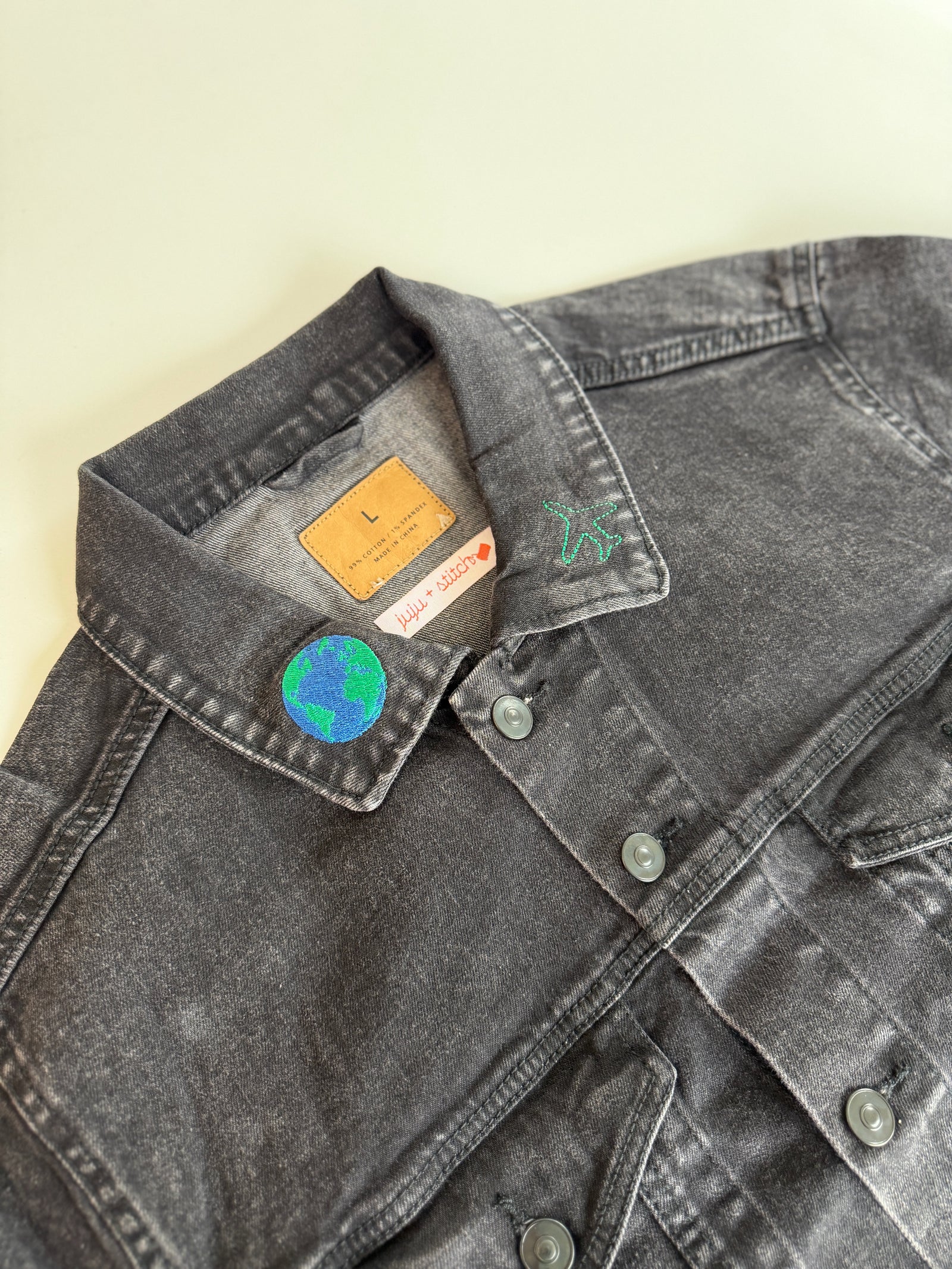 World Traveler Adult Black Denim Jacket