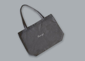 Canvas Tote Bag juju + stitch O/S / Gray custom personalized script embroidered canvas tote bag