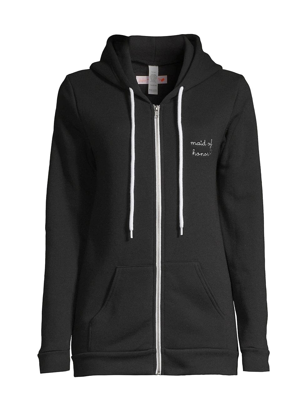 Bridal party zip-up hoodie embroidered with 'Bride' on the left chest