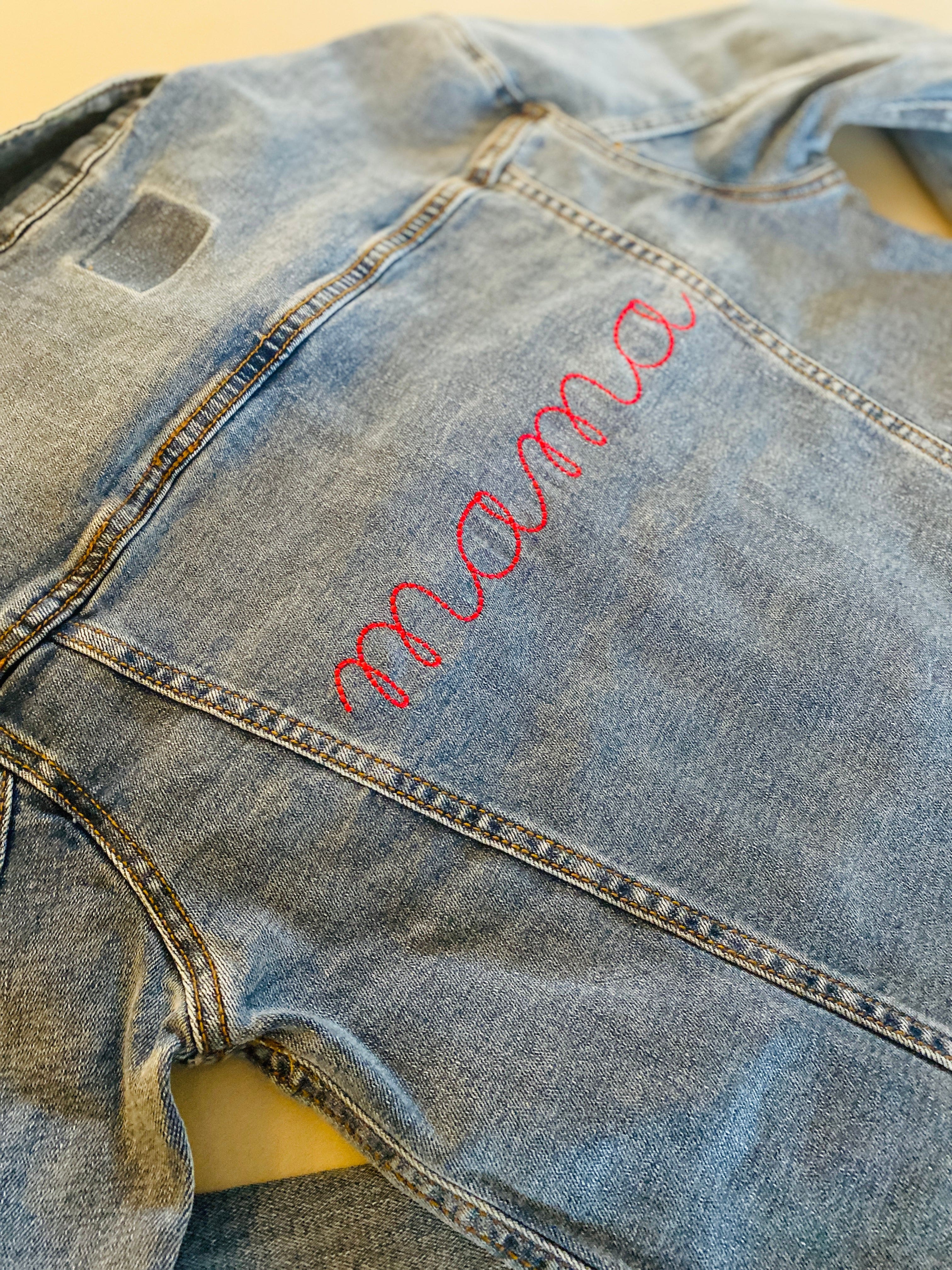 ジャケット・アウター Mama Mama Mama Denim Jacket | Modern Mother's Day Gift for Mom - juju + stitch