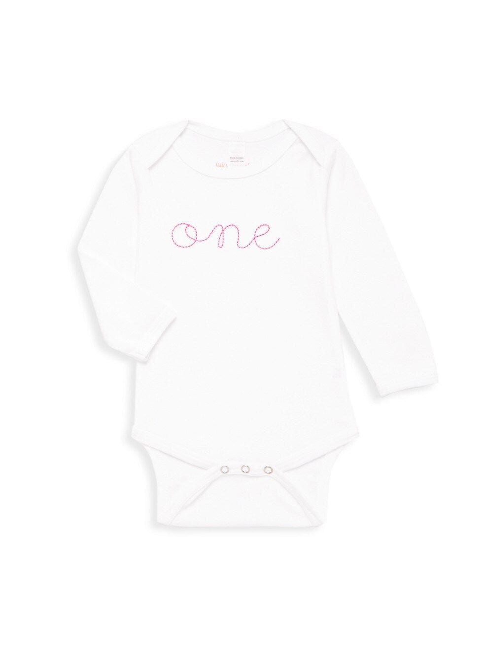 juju + stitch Personalized Custom Embroidered Baby & Toddler 12m / Gold "one" Baby Longsleeve Onesie
