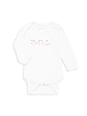 juju + stitch Personalized Custom Embroidered Baby & Toddler 12m / Hot Pink "one" Baby Longsleeve Onesie