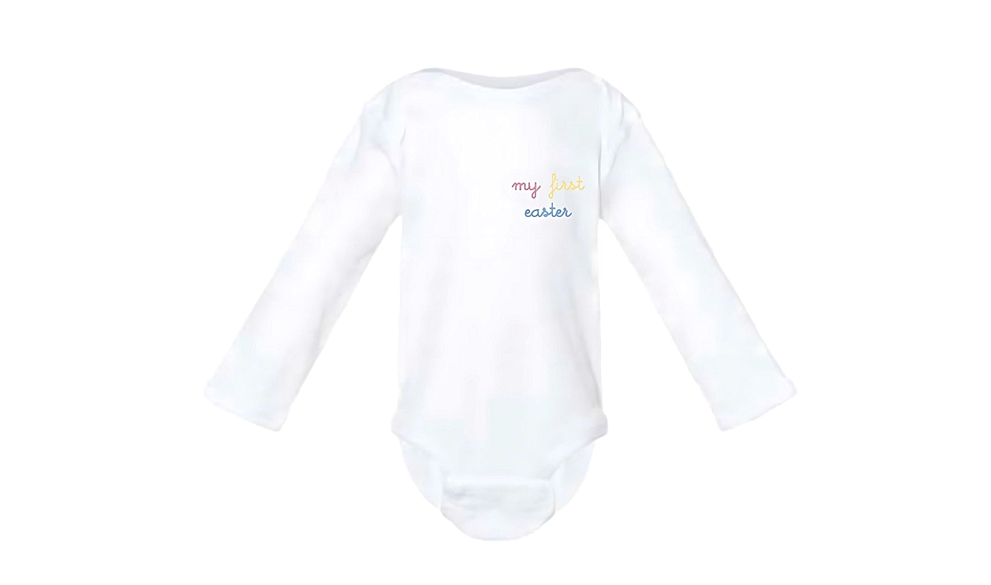juju + stitch Personalized Custom Embroidered Baby & Toddler White / NB "my first easter" Baby Longsleeve Onesie