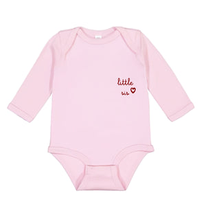juju + stitch Personalized Custom Embroidered Baby & Toddler NB / Pink Little Sis little bro + little sis Baby Longsleeve Onesie
